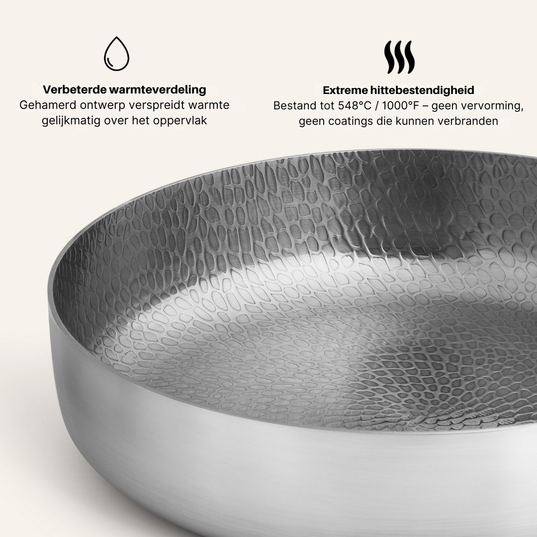 Titanium Gehamerde Pan Pro + GRATIS Gehamerde Diepe Pan Pro
