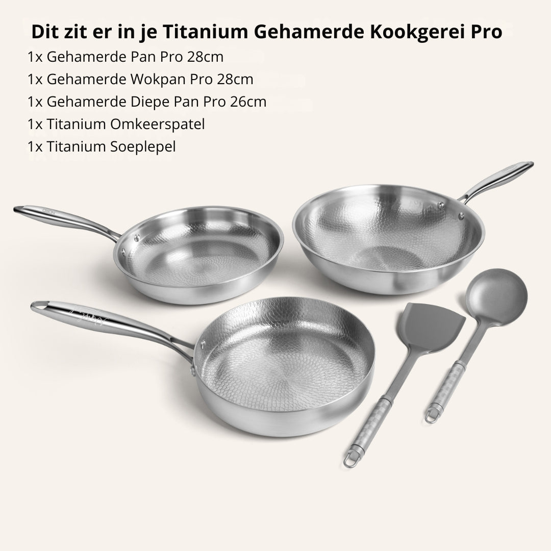 Titanium Gehamerde Kookgerei Set Pro